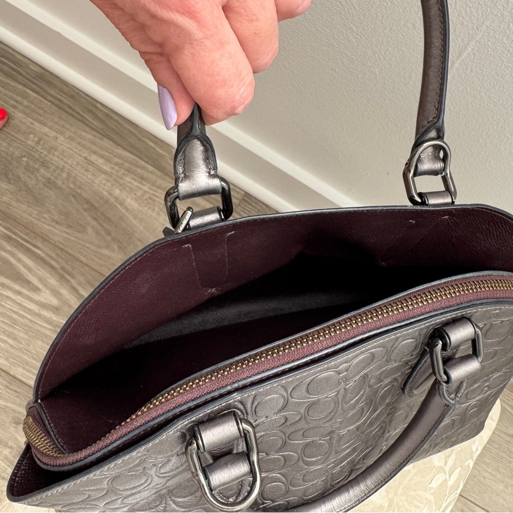 Coach Metallic Grey Leather Handbag - Picture 7 of 13